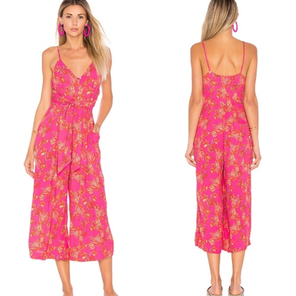 Free People Hot Tropics Jumpsuit in Hot Pink‎ Combo